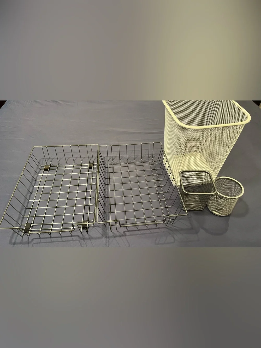Neutral Gray Mesh & Wire office Organizer Set